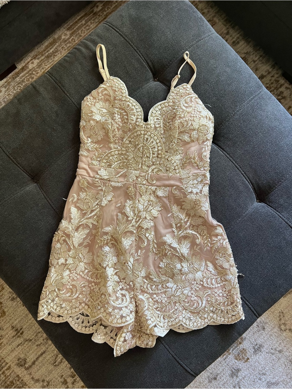 Xenia Boutique Blush Pink and Gold Romper